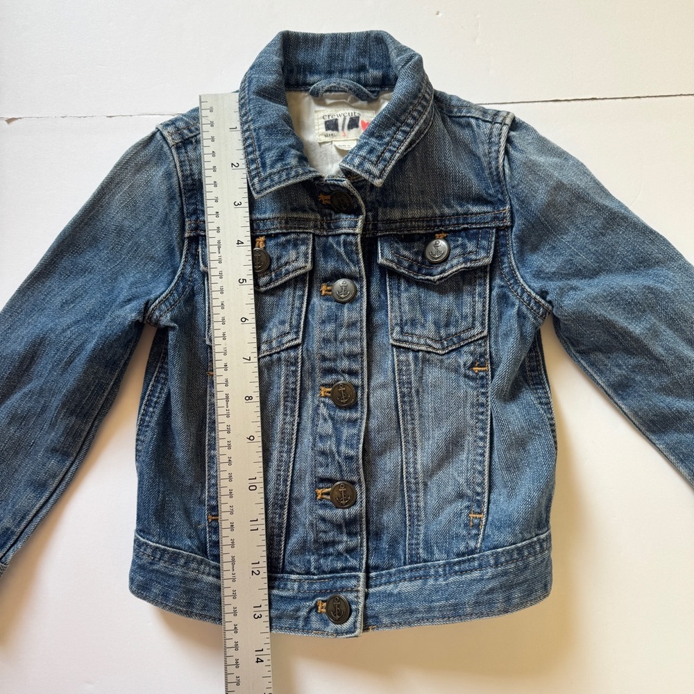 Crewcuts J.Crew Girls' Denim Jacket Medium Blue Wash Jean Coat Buttons Sz 3 - Picture 7 of 13